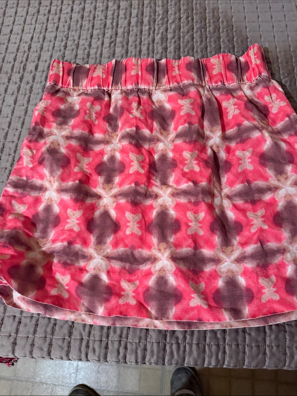 Women's Pink Patterned Elastic Waist Skirt